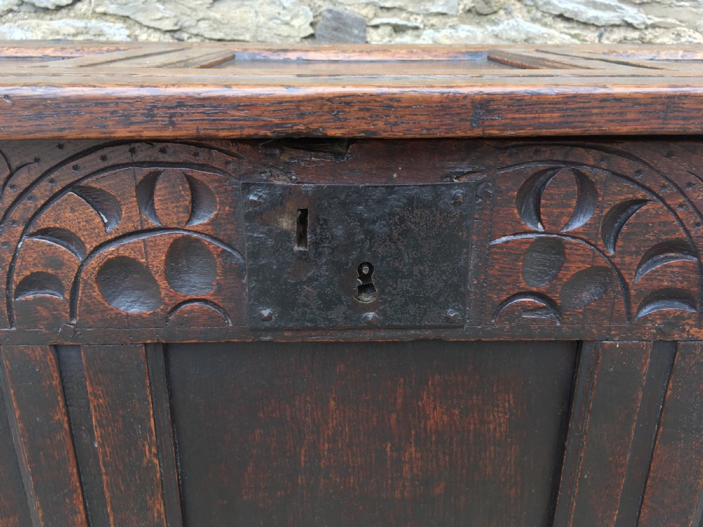 Small Antique Early 18th Century Oak Coffer View VIII