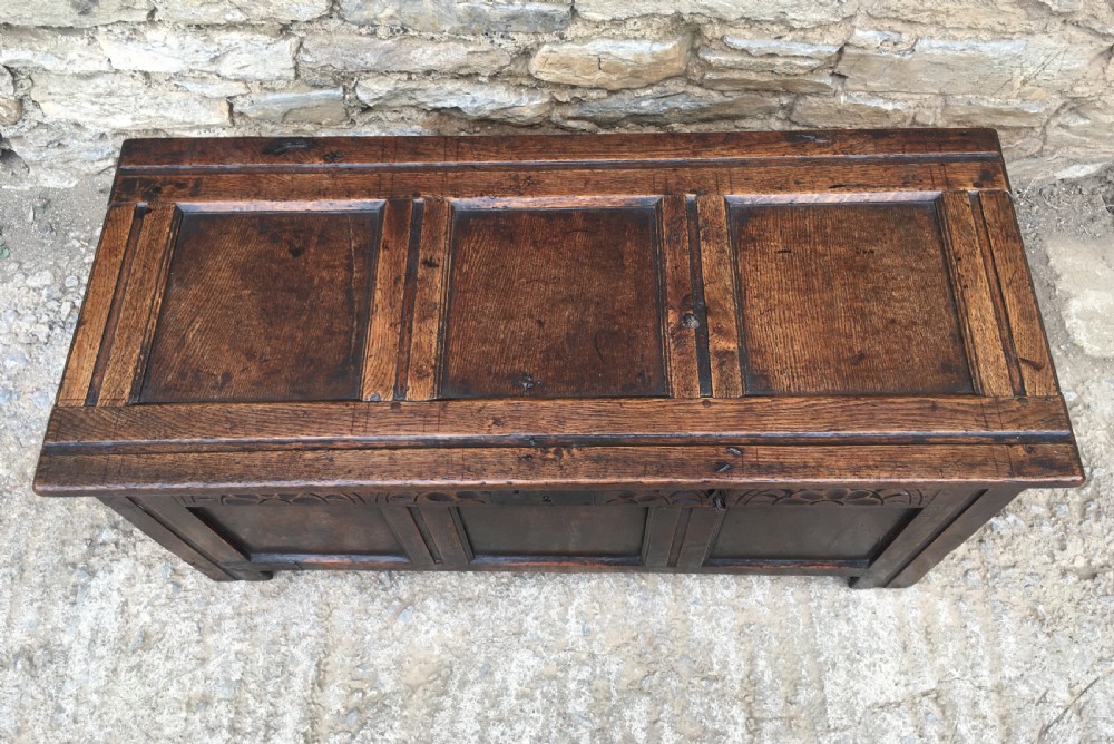 Small Antique Early 18th Century Oak Coffer View X