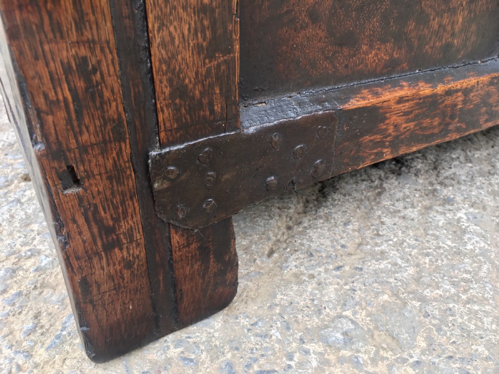 Small Antique Early 18th Century Oak Coffer View XVIII