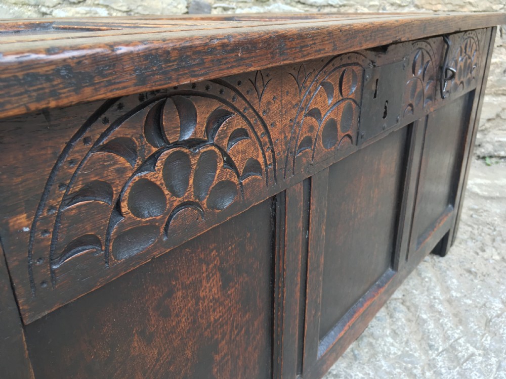 Small Antique Early 18th Century Oak Coffer View XIX