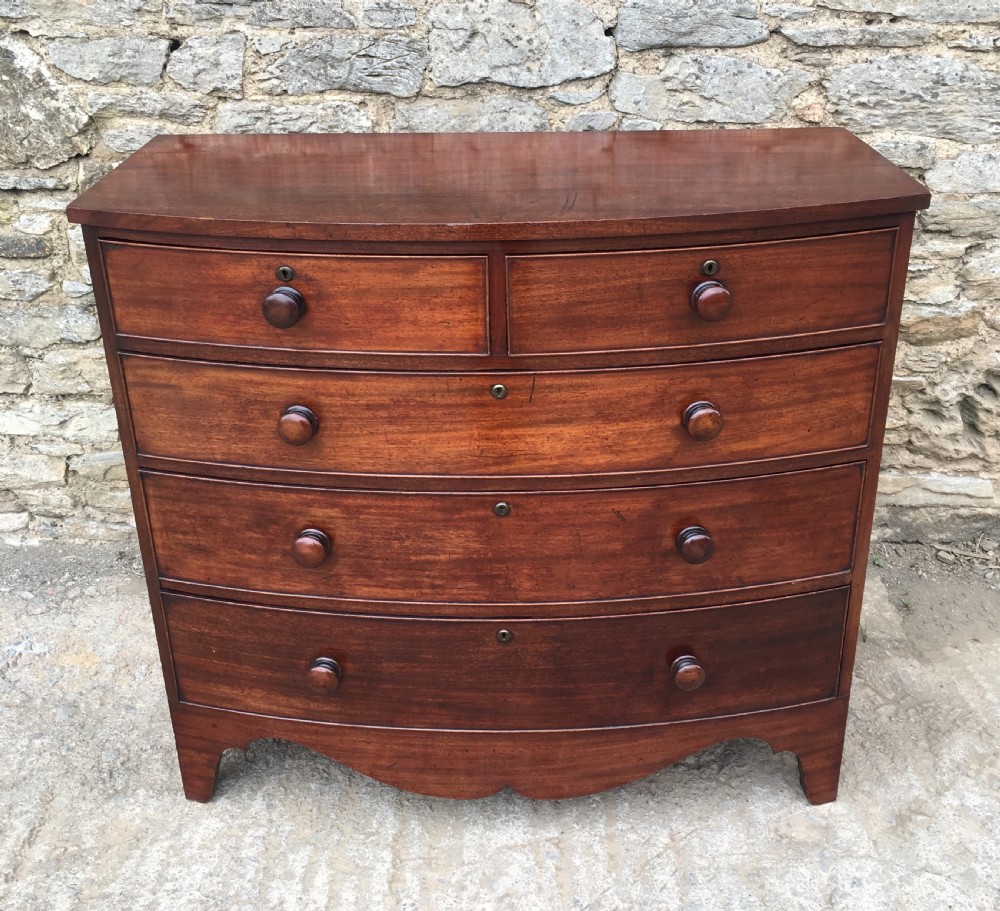 Antique Georgian Mahogany Bow Front Chest of Drawers