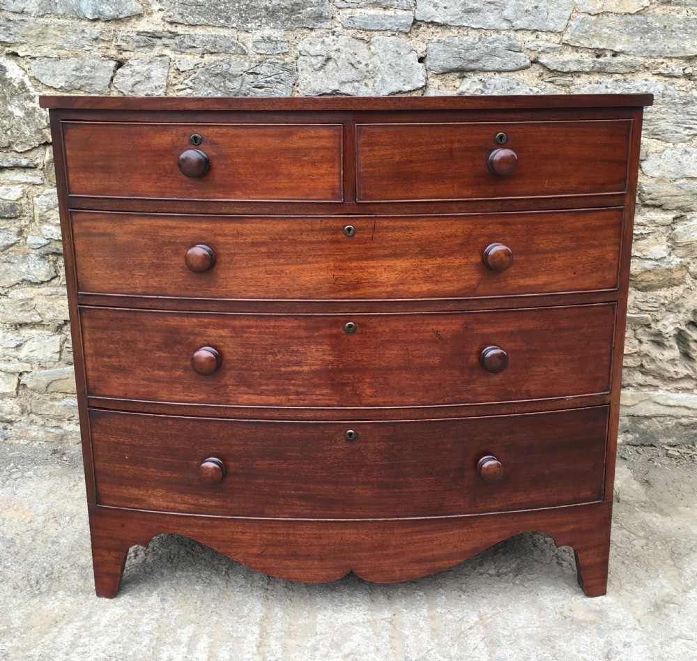 Antique Georgian Mahogany Bow Front Chest of Drawers View II