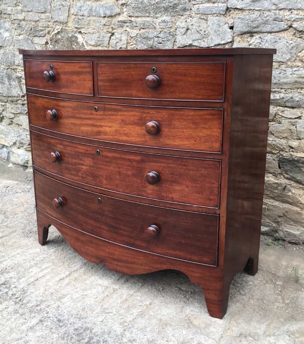Antique Georgian Mahogany Bow Front Chest of Drawers View IV