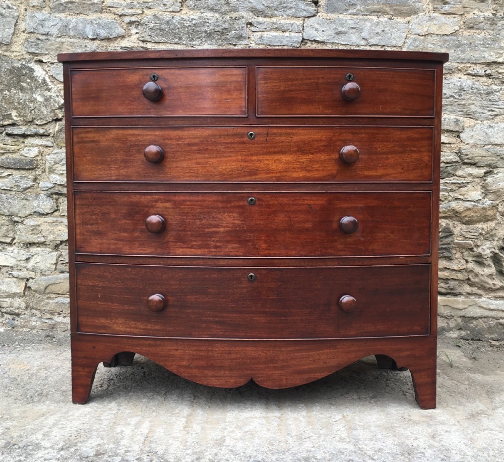 Antique Georgian Mahogany Bow Front Chest of Drawers View V