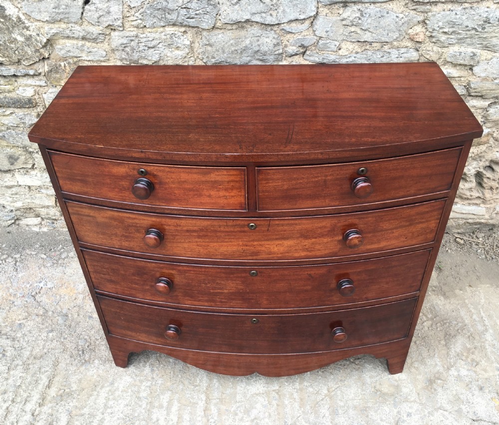 Antique Georgian Mahogany Bow Front Chest of Drawers View VI