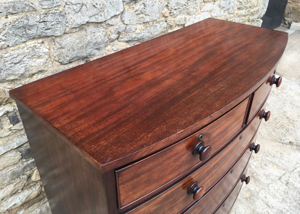 Antique Georgian Mahogany Bow Front Chest of Drawers View VII
