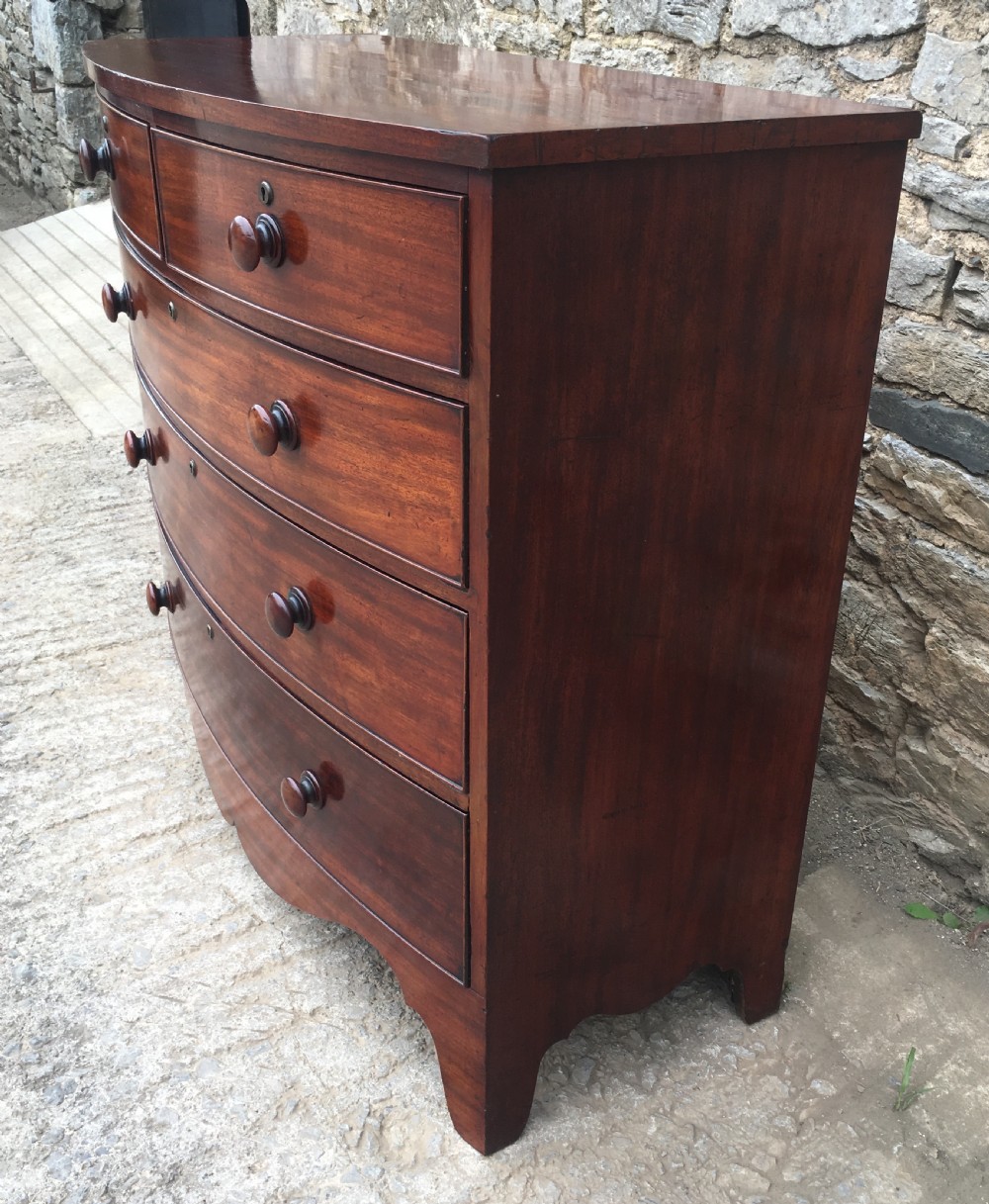 Antique Georgian Mahogany Bow Front Chest of Drawers View IX