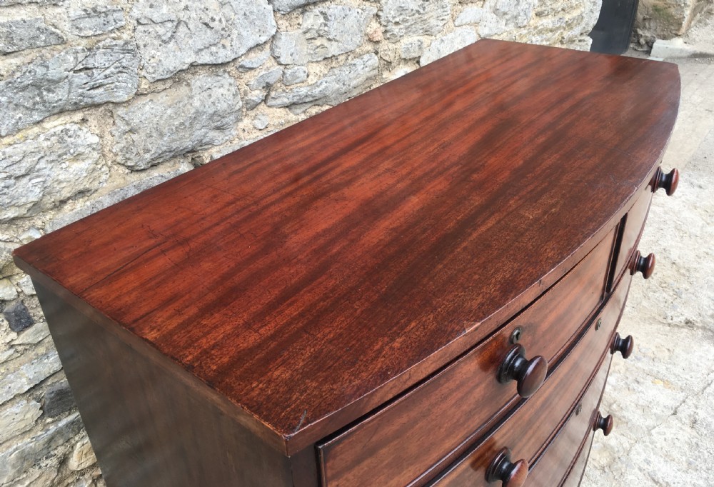 Antique Georgian Mahogany Bow Front Chest of Drawers View X