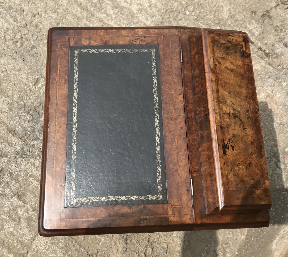 Antique Victorian Burr Walnut Davenport View IV