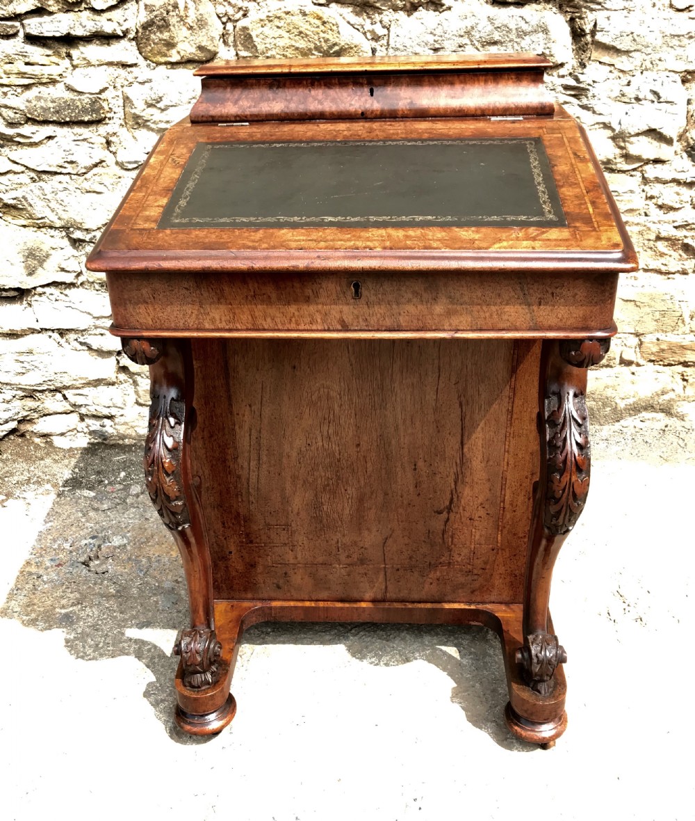 Antique Victorian Burr Walnut Davenport View VI