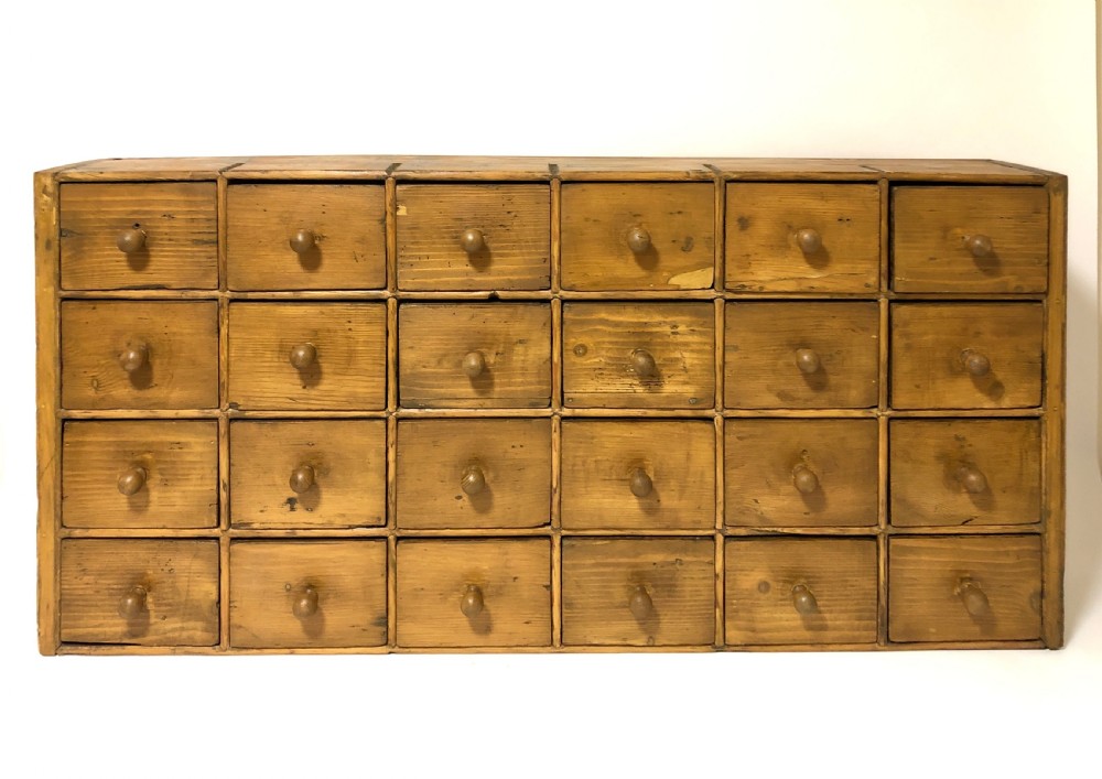 Antique Pine Bank of Drawers