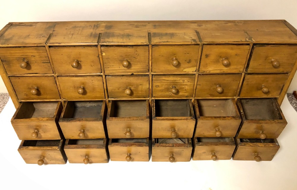 Antique Pine Bank of Drawers View X