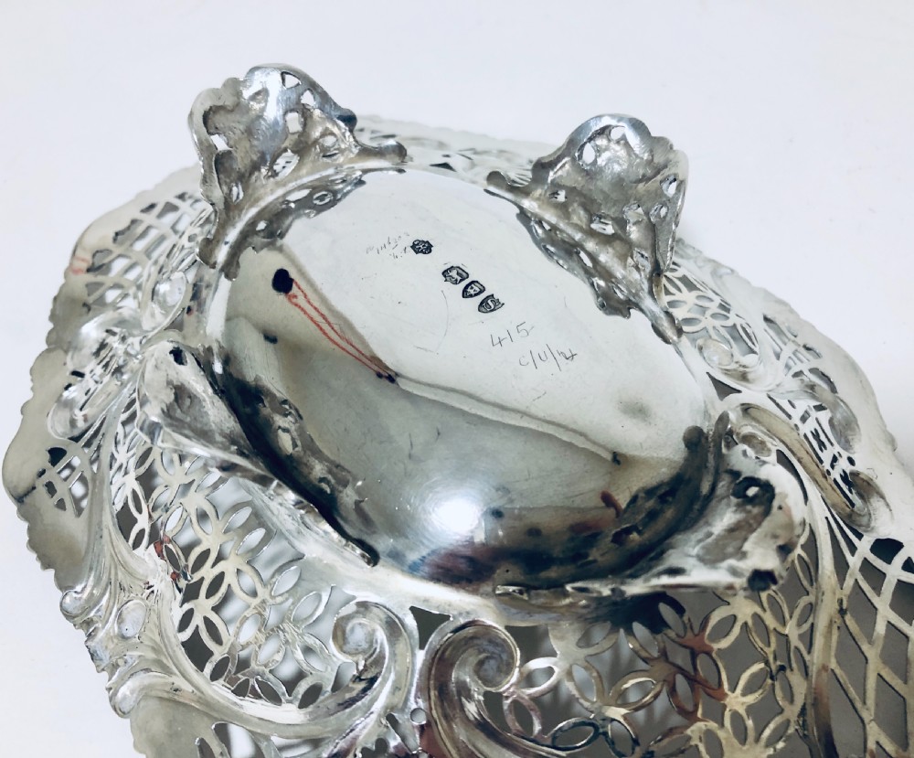Victorian Solid Sterling Silver Bonbon Dish View X