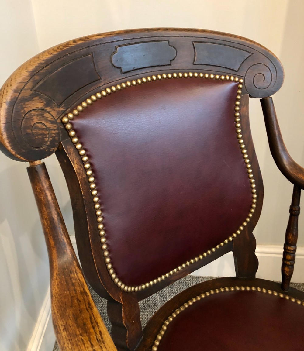 Antique Oak Swivel Office Desk Chair  View VI