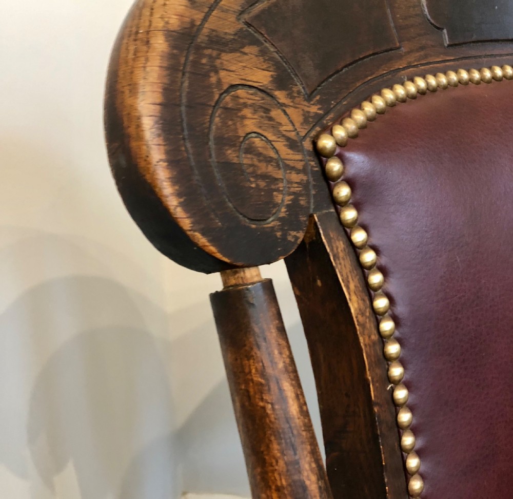 Antique Oak Swivel Office Desk Chair  View X