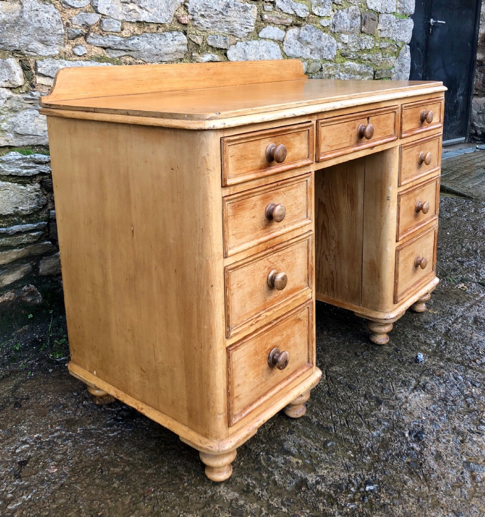 Small Victorian Pine Kneehole Desk View III