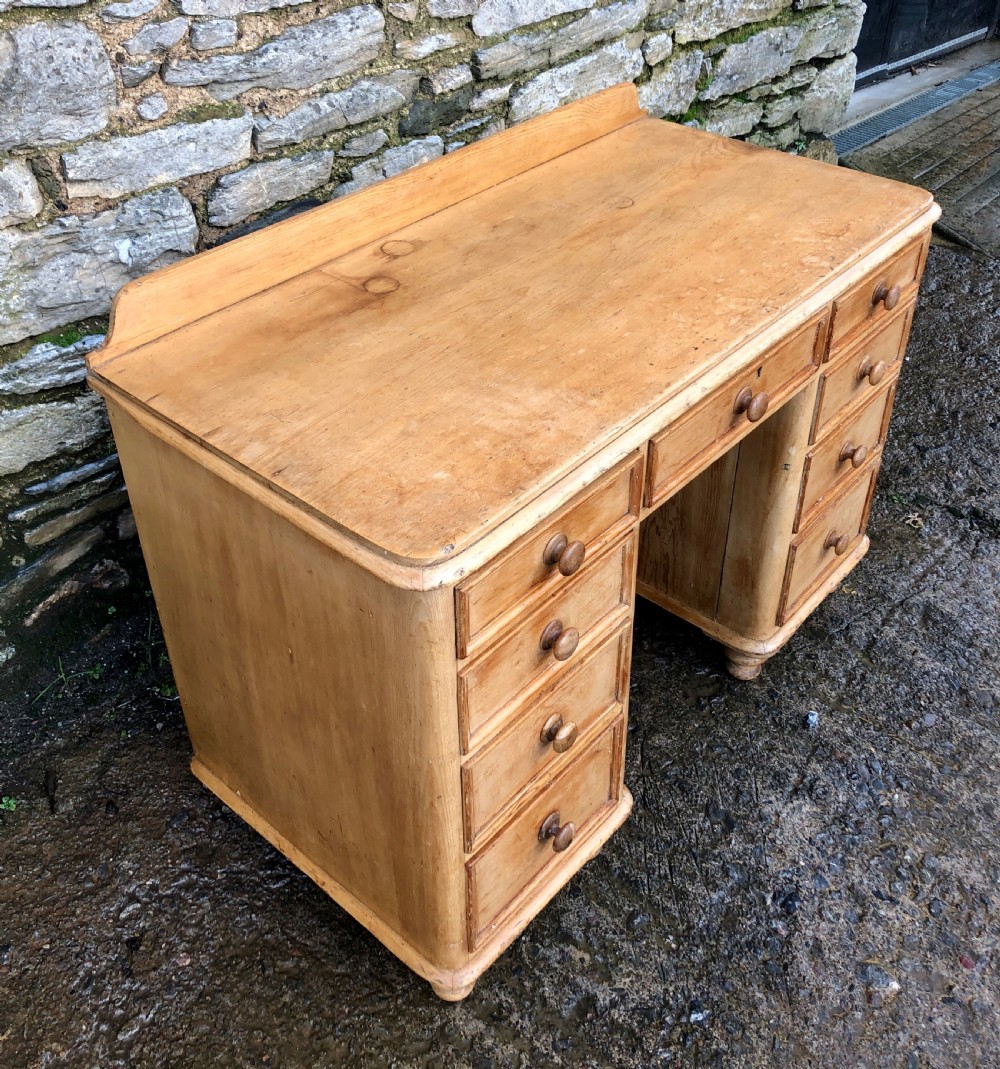 Small Victorian Pine Kneehole Desk View IV