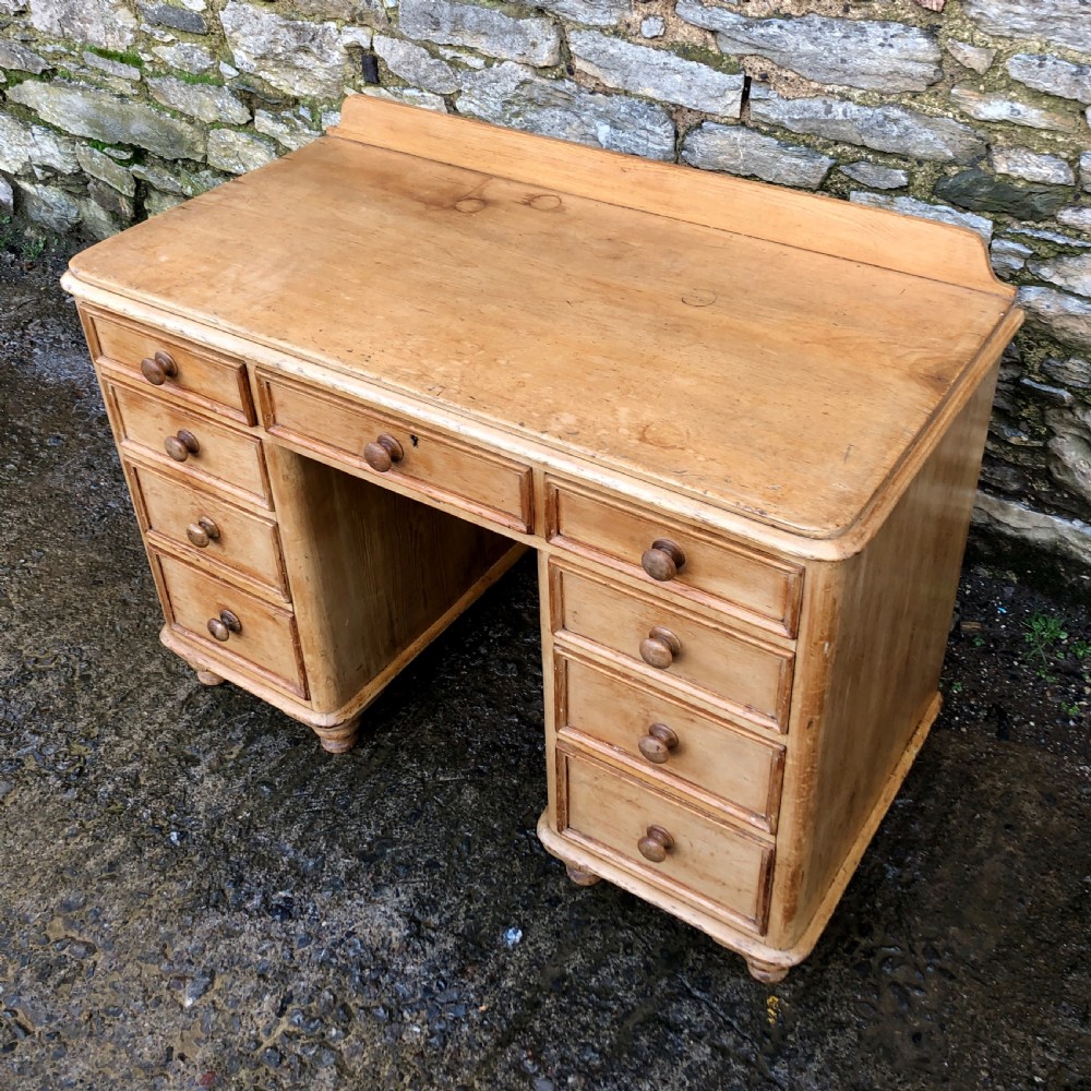 Small Victorian Pine Kneehole Desk View VII