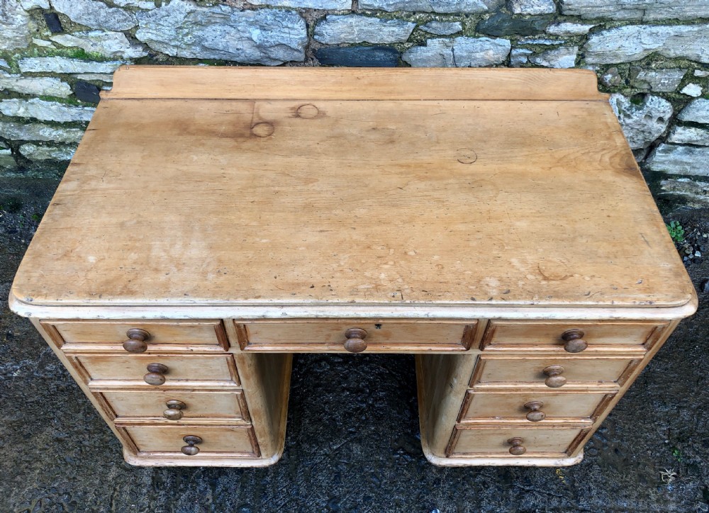 Small Victorian Pine Kneehole Desk View VIII