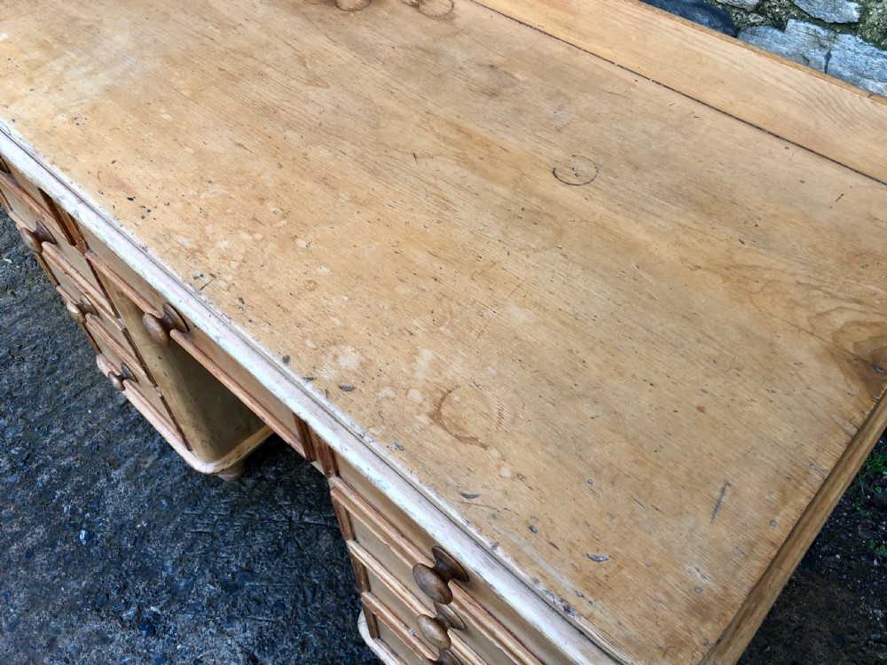 Small Victorian Pine Kneehole Desk View IX