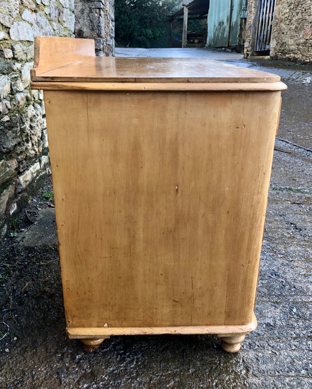 Small Victorian Pine Kneehole Desk View XI