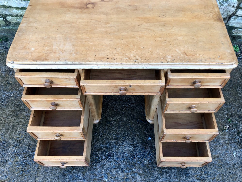 Small Victorian Pine Kneehole Desk View XV