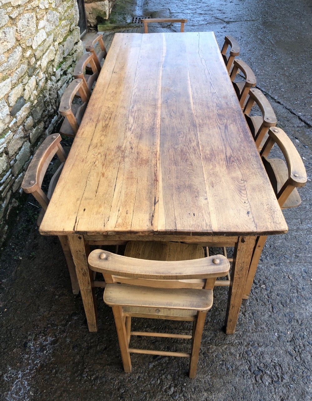 Large Antique Oak Farmhouse Table  View IV