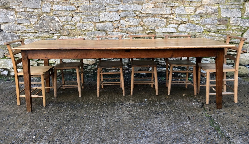 Large Antique Oak Farmhouse Table  View XVI