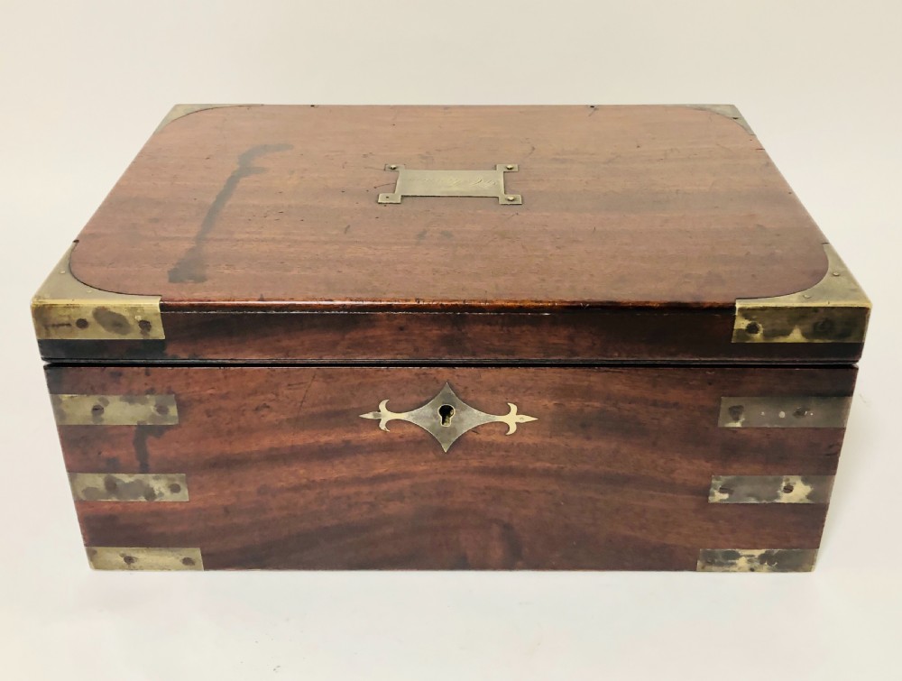 Victorian Mahogany Campaign Writing Slope Box with Secret Drawers View II
