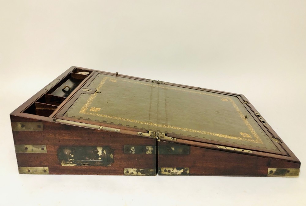 Victorian Mahogany Campaign Writing Slope Box with Secret Drawers View III