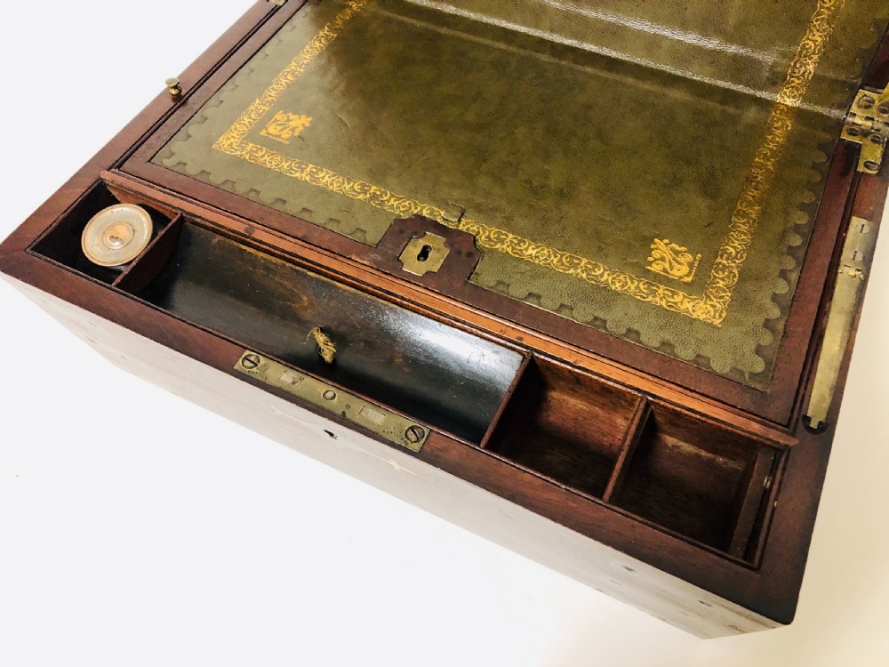 Victorian Mahogany Campaign Writing Slope Box with Secret Drawers View IV
