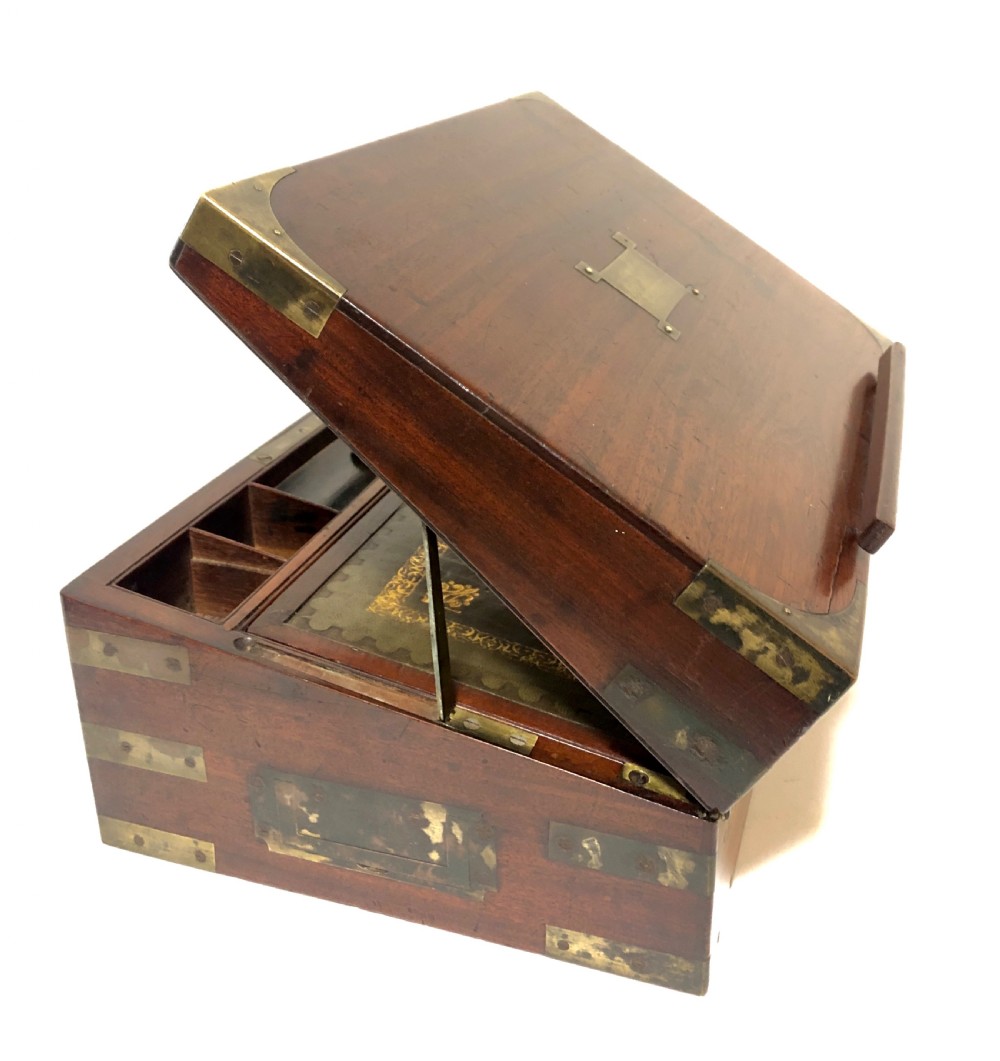 Victorian Mahogany Campaign Writing Slope Box with Secret Drawers View IX
