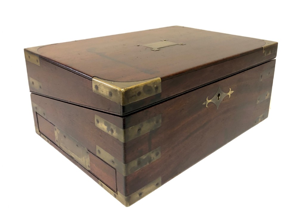 Victorian Mahogany Campaign Writing Slope Box with Secret Drawers View XI