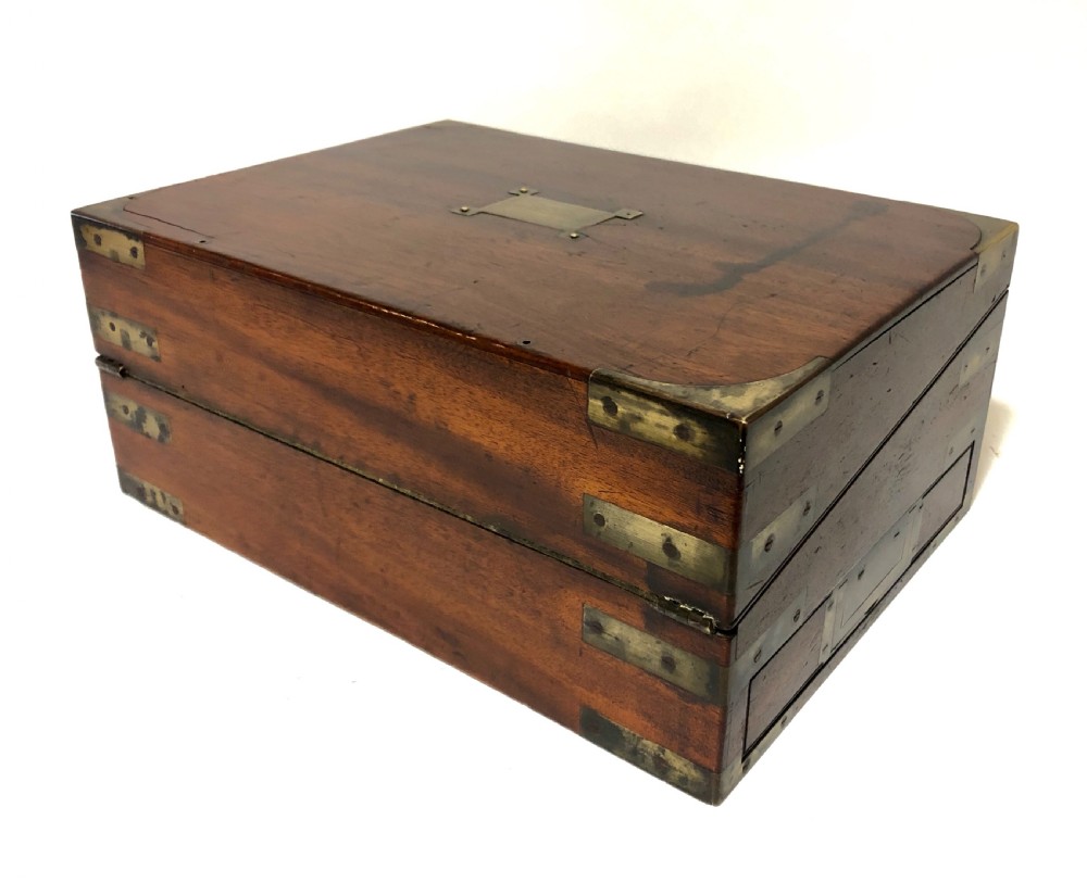 Victorian Mahogany Campaign Writing Slope Box with Secret Drawers View XII