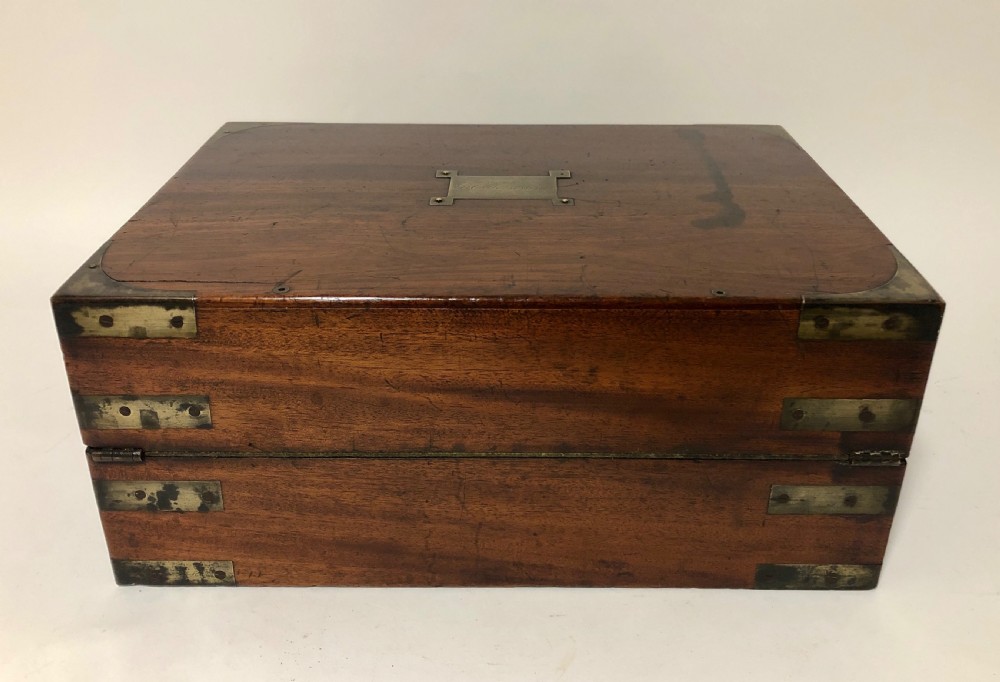 Victorian Mahogany Campaign Writing Slope Box with Secret Drawers View XIII