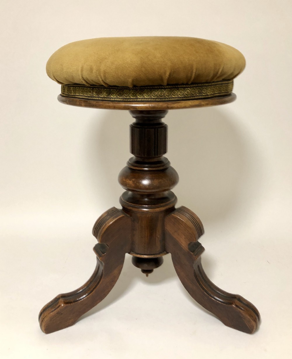 Antique Walnut Revolving Piano Stool View II