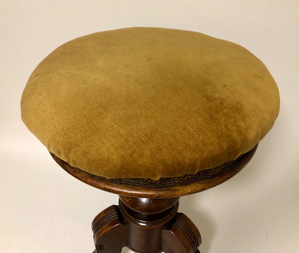 Antique Walnut Revolving Piano Stool View VI