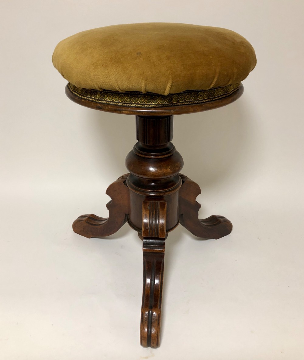 Antique Walnut Revolving Piano Stool View VII