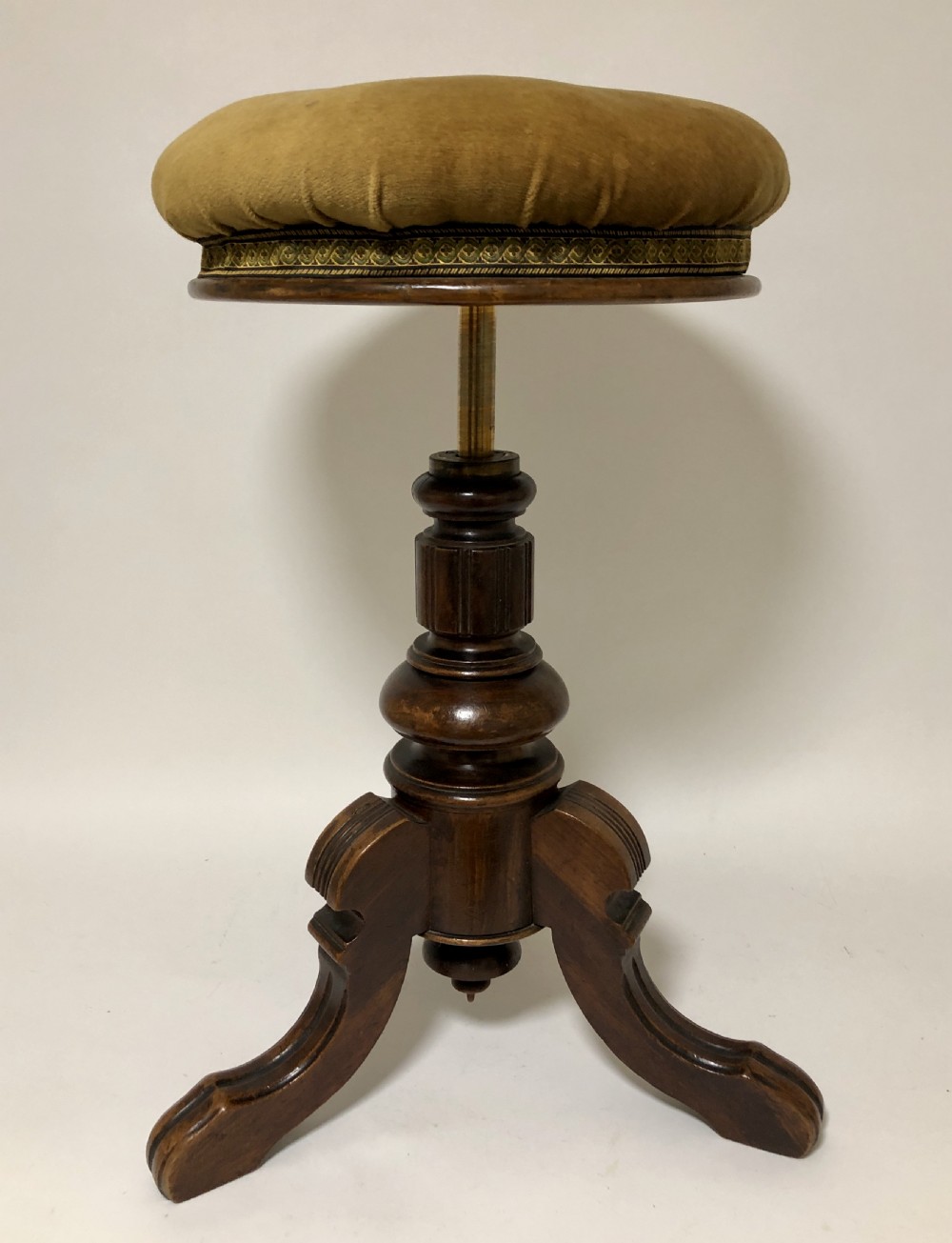 Antique Walnut Revolving Piano Stool View X