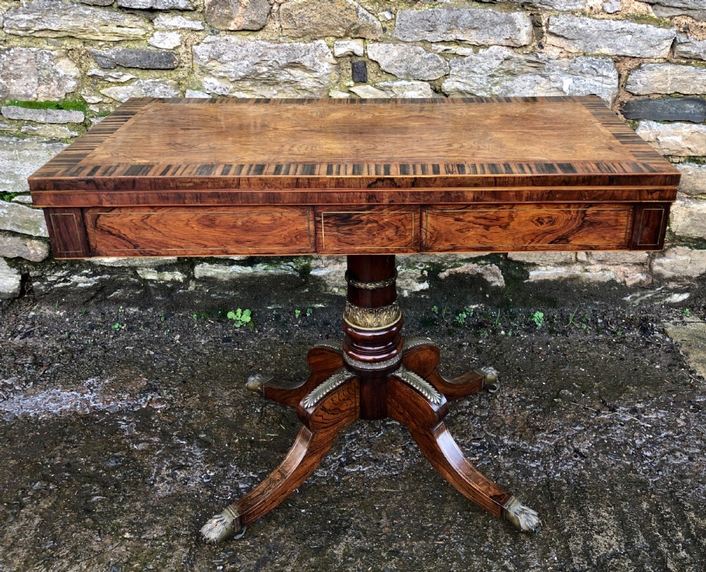 Regency Rosewood and Coromandel Ormolu Mounted Card Table 