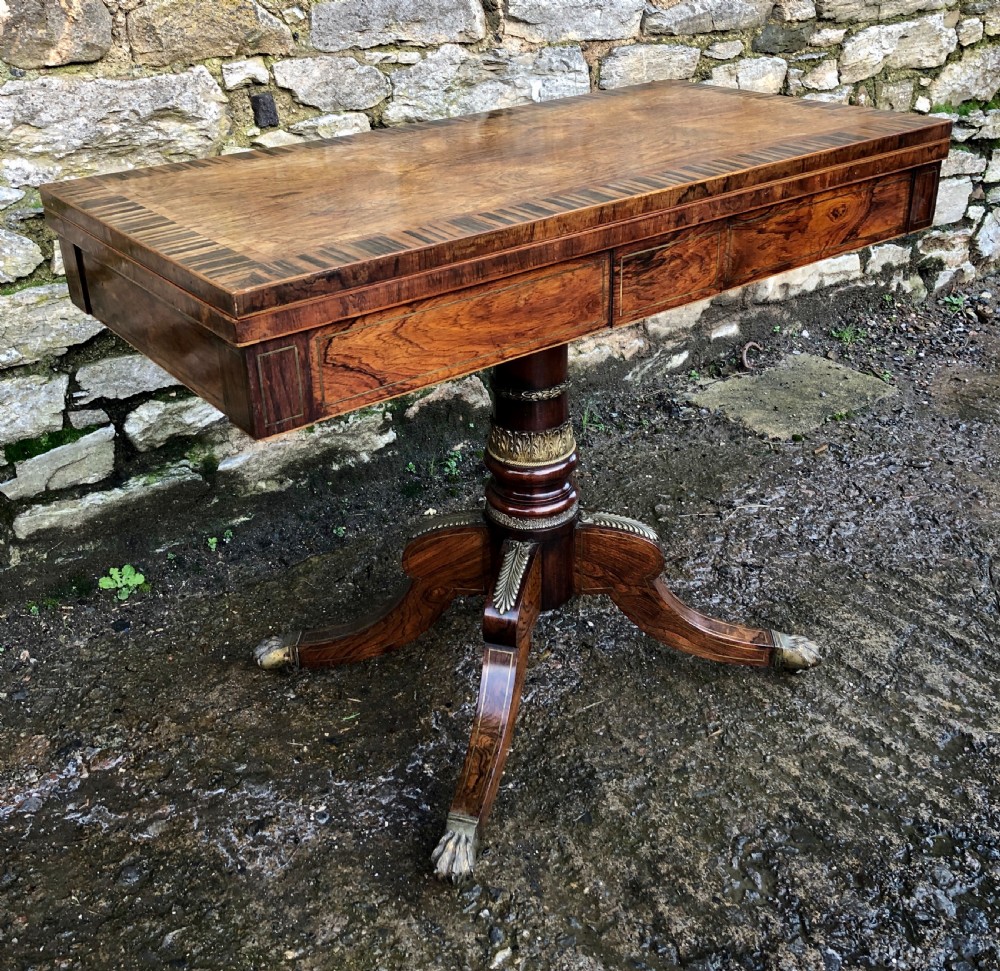 Regency Rosewood and Coromandel Ormolu Mounted Card Table  View II