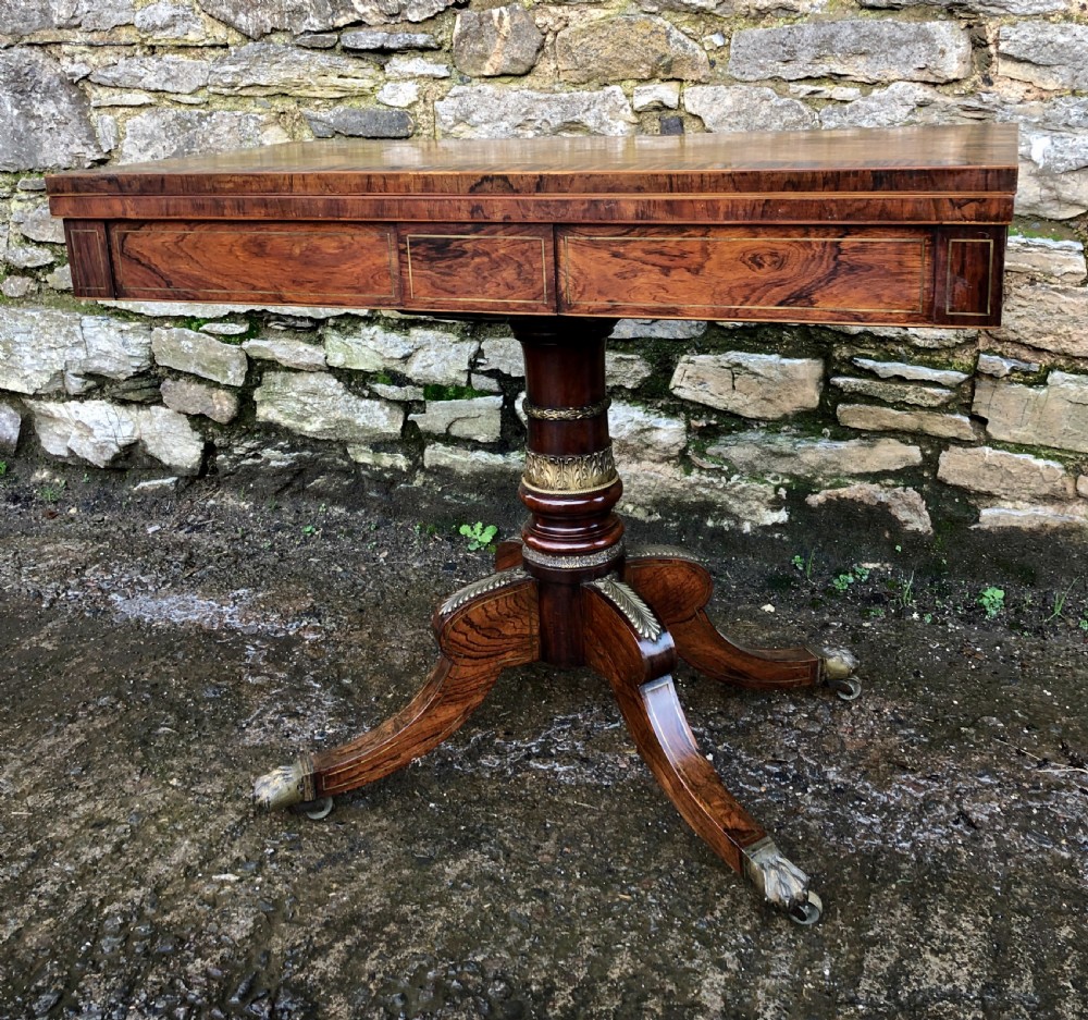 Regency Rosewood and Coromandel Ormolu Mounted Card Table  View IV