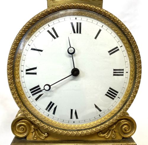 fig 2. Antique Regency Gilt Bronze Mantel Clock With Eagle Final And Floral Mounts