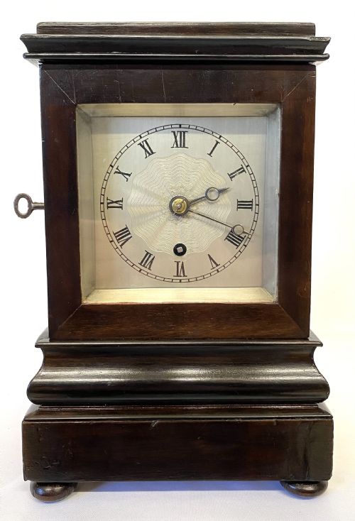 Antique Single Fusee English Four Glasslibrary Clock with Campaign Carry Handle