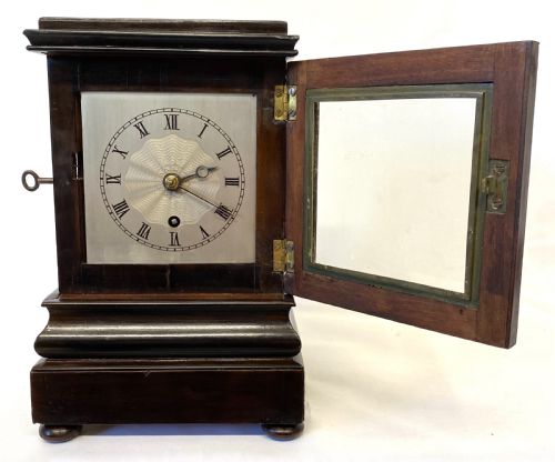 fig 1. Antique Single Fusee English Four GlassLibrary Clock With Campaign Carry Handle