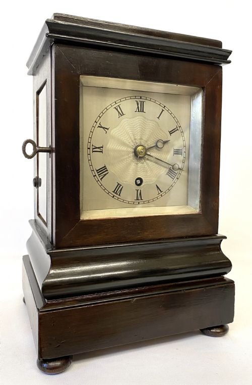 fig 2. Antique Single Fusee English Four GlassLibrary Clock With Campaign Carry Handle
