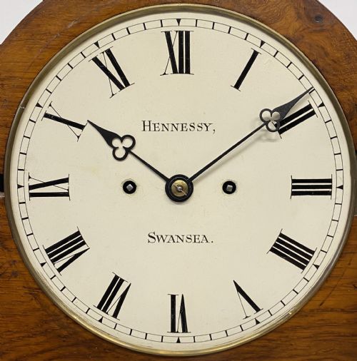 fig 1. Antique Oak Double Chain Fusee Bracket Clock And Bracket By Hennessy Swansea