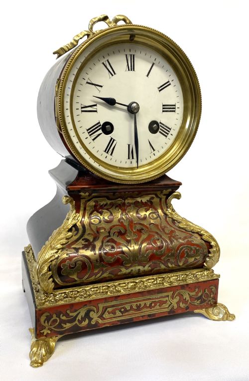 Antique French Boulle Mantel Clock with Unusual Shape and Ormolu Mounts