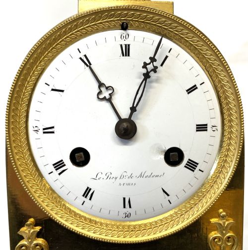 fig 2. Antique Chiming Gilt Bronze Mantel Clock With Butterfly’s and Griffins by Le Roy A Paris