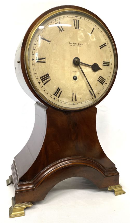 Antique Single Chain Fusee Mahogany Balloon Clock by Bolton Smith London